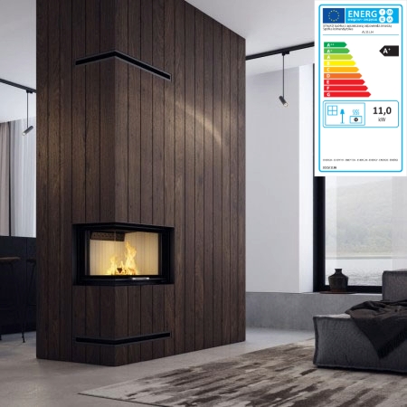 Lette, moderne og universelle ALBERO peisinnsatser passer perfekt inn i ethvert rom - både hjemme og i bruk. Denne modellen har glass i front og på en valgfri side. 