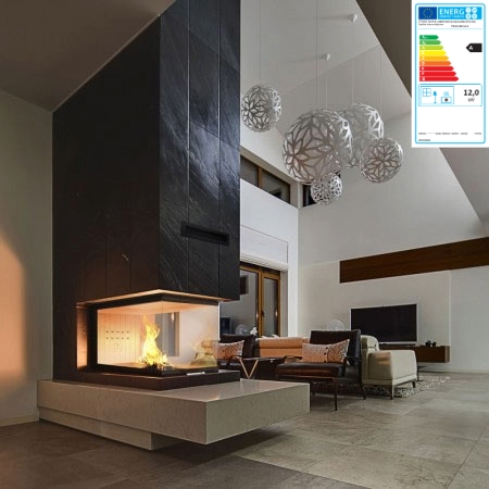 Denne Trinity-modellen er ideell for større åpne områder. En visjon som gir deg mulighet til å nyte naturlig ild fra tre sider.